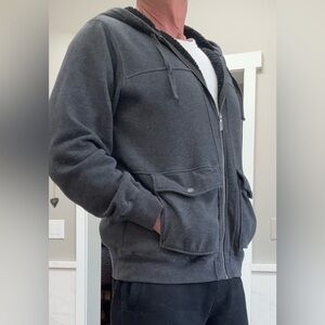 The North Face Men's Zip-Up jacket with hood. Men’s L. Charcoal gray.